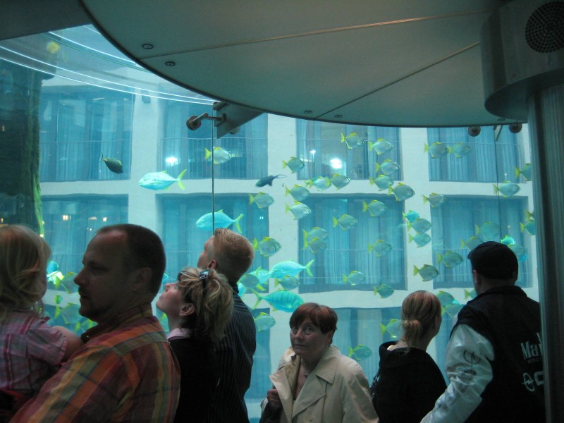 АкваДом (AquaDom),Берлине, самый большой в мире цилиндрический аквариум, CityQuartier DomAquaree, Германия