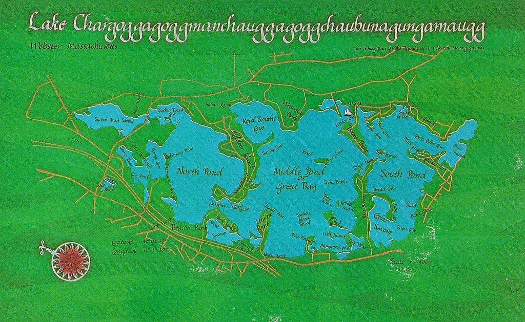 Озеро Чаргоггагоггманчауггагоггчаубунагунгамаугг (Lake Chargoggagoggmanchauggagoggchaubunagungamaugg), Вебстер, США